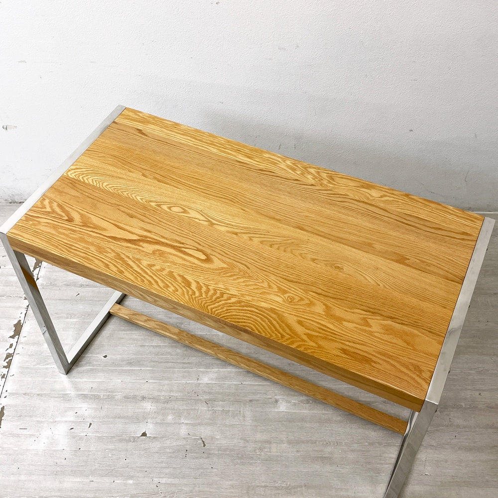 モダンデザイン オーク材 x スチールレッグ デスク ダイニングテーブル 工業系 インダストリアル W120cm ●