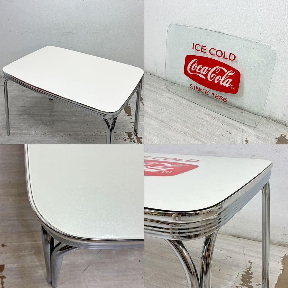 コカ・コーラ Coca Cola ダイナーテーブル Uシリーズ Coke Diner Table U Series PJ-1150D W115cm ガラストップ 50sビンテージスタイル 店舗什器 US ●