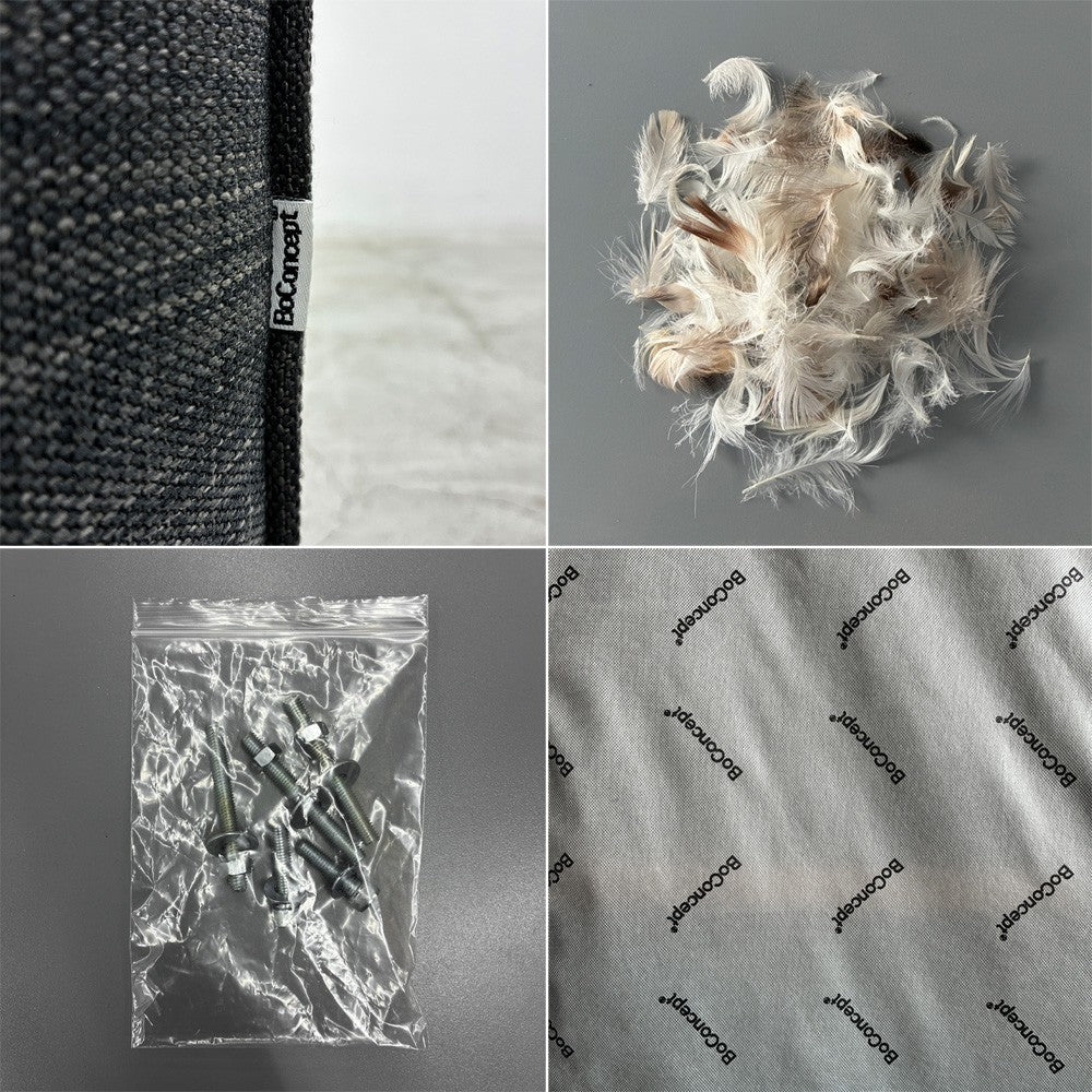 ボーコンセプト BoConcept I.D.V. カウチ ソファ セット ワンアーム 2P + シェーズロング リネン風ネイビー系ミックス色生地 背座カバーリング仕様 W265cm デンマーク 北欧家具 〓