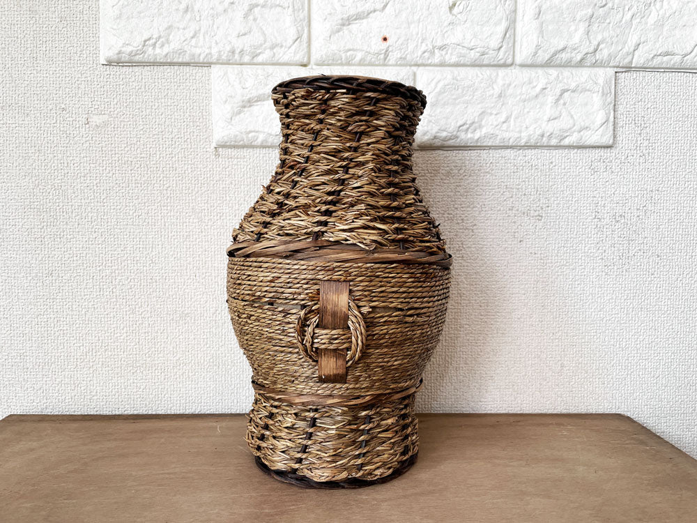 ビンテージスタイル Vintage Style かご編みフラワーベース 花瓶 花器 素焼き鉢 H29cm プリミティブ ◎