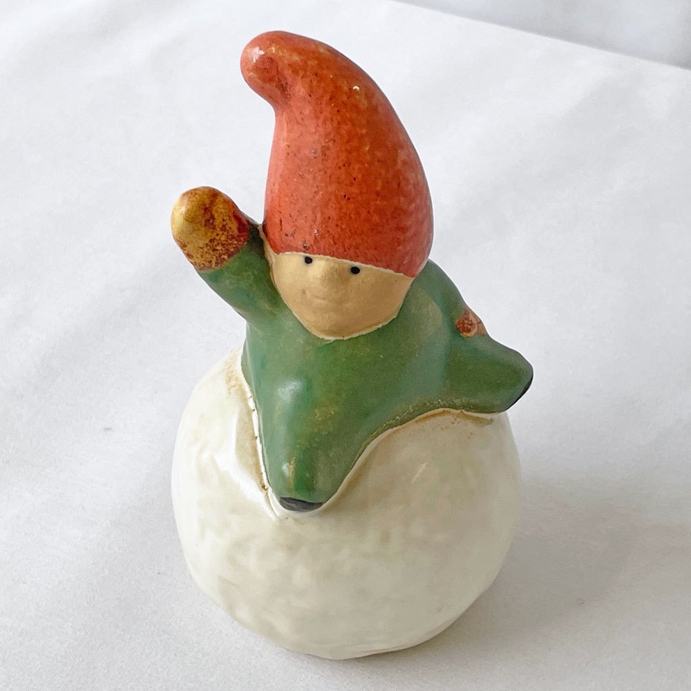 グスタフスベリ GUSTAVSBERG リサラーソン Lisa Larson トムテウィズスノーボール Tomte with Snoeball サンタオブジェ スウェーデン 北欧雑貨 ◇
