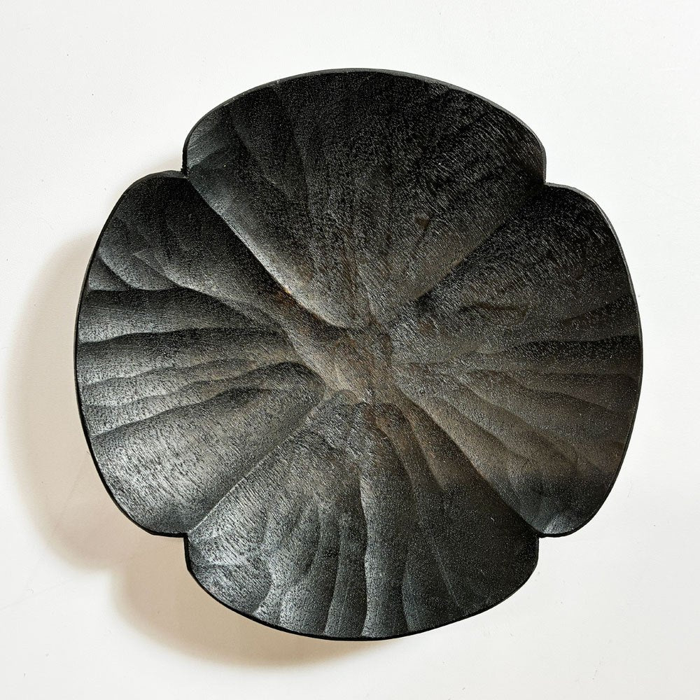 湯浅ロベルト淳 よつば豆皿 小皿 黒 Φ9㎝ 木工作家 現代作家 ★