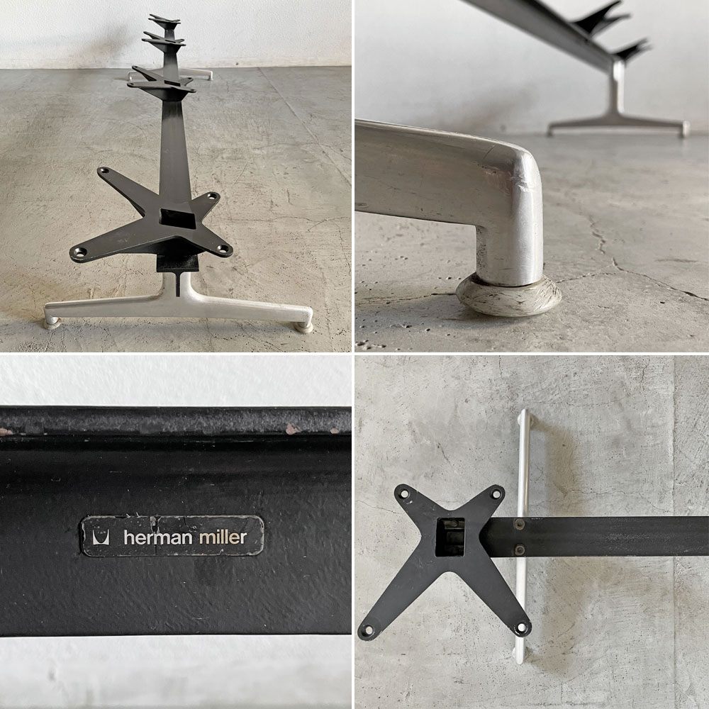 ハーマンミラー Herman Miller エアポートベンチ タンデムシート 4連ベース W223.5cm アームシェル用 C&R イームズ ビンテージ 〓