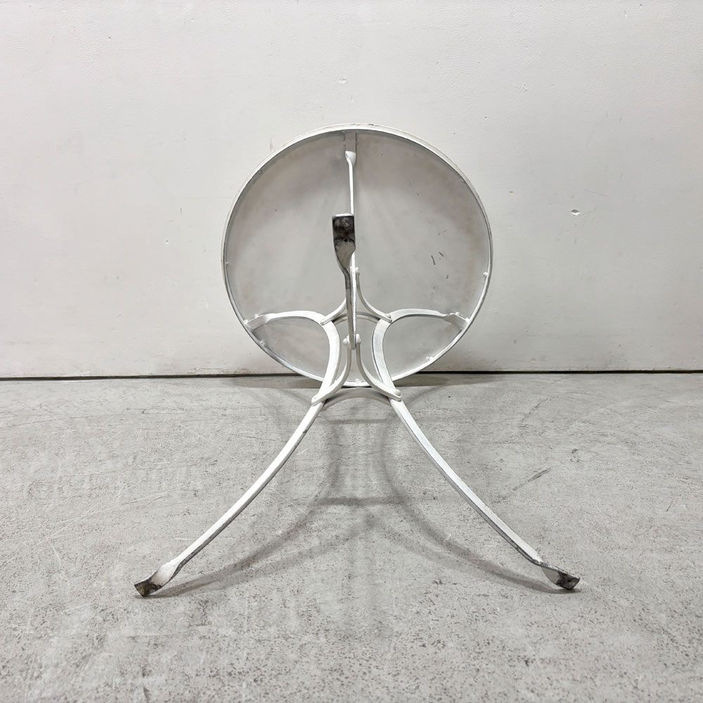 ビンテージ vintage アイアン ガーデンテーブル カフェテーブル Φ52cm フレンチスタイル クラシカルデザイン ホワイトペイント ●