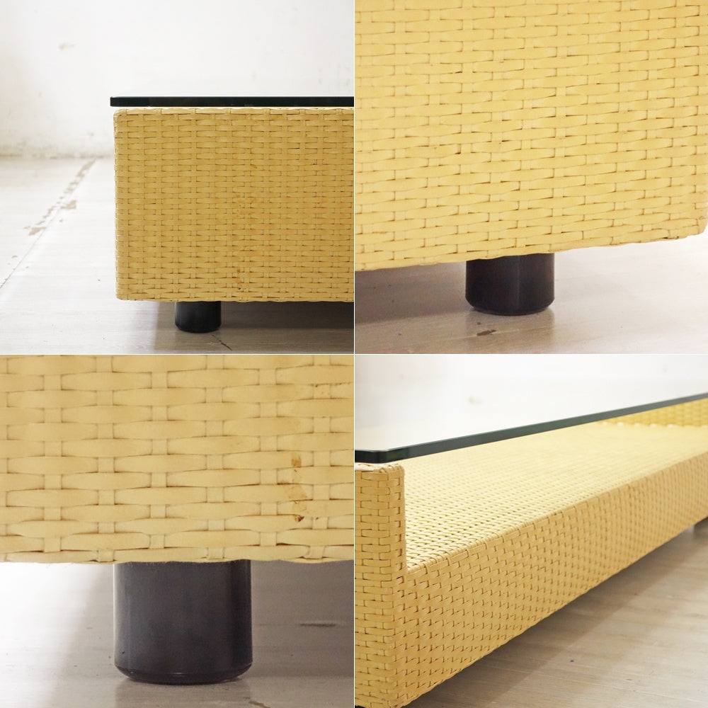 アルフレックス arflex ホリデイズ holidays エーテーブル A TABLE ローテーブル コーヒーテーブル ガラストップ × レザー編込 ●