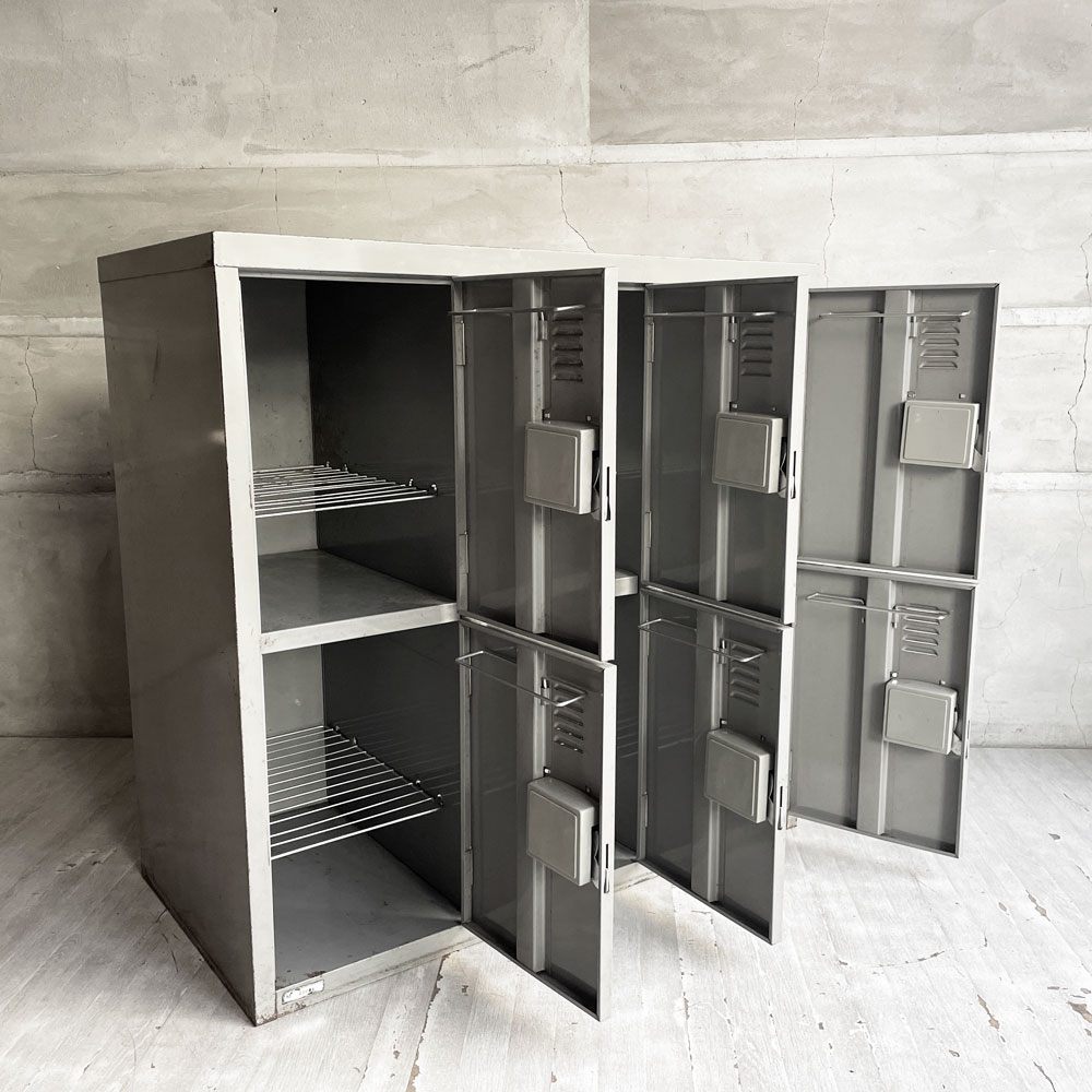 ビンテージ スチールロッカー Steel  LOCKER 6ドア 3列2段 鍵付き インダストリアル 店舗什器