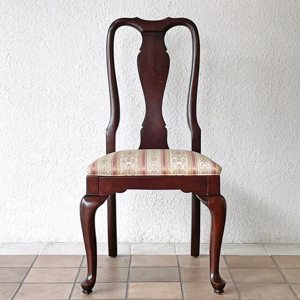 イーセンアーレン ETHAN ALLEN ビンテージ Vintage ダイニングチェア 猫脚 クラシカル クイーンアンスタイル 2脚セット ◇