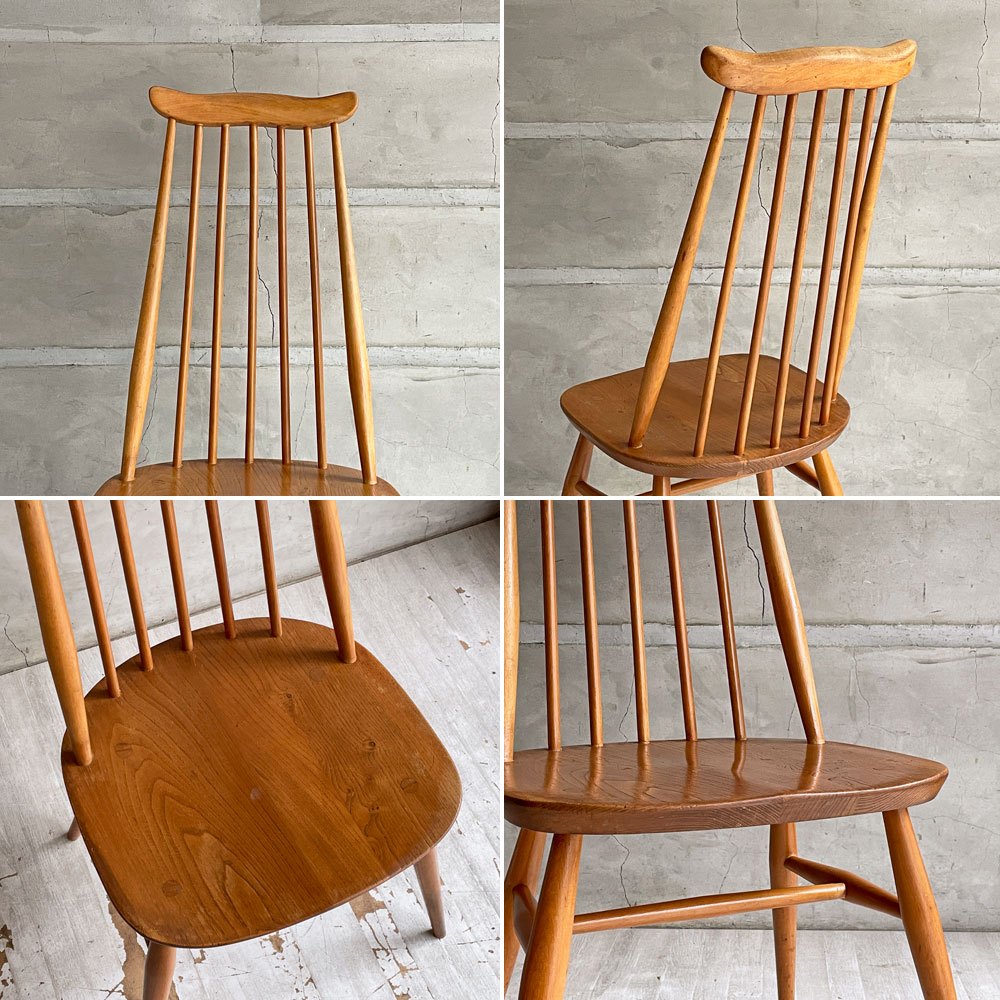 アーコール Ercol ゴールドスミス ダイニングチェア コロニアル ハイバック スティックバック エルム材 ♪