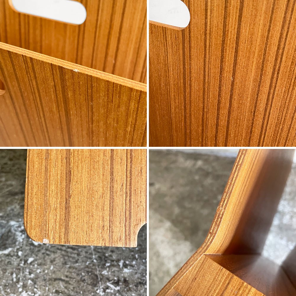 サイトーウッド SAITO WOOD プライウッド マガジンラック チークグレイン アユース材 ハンドル付き W44cm 廃番モデル ■