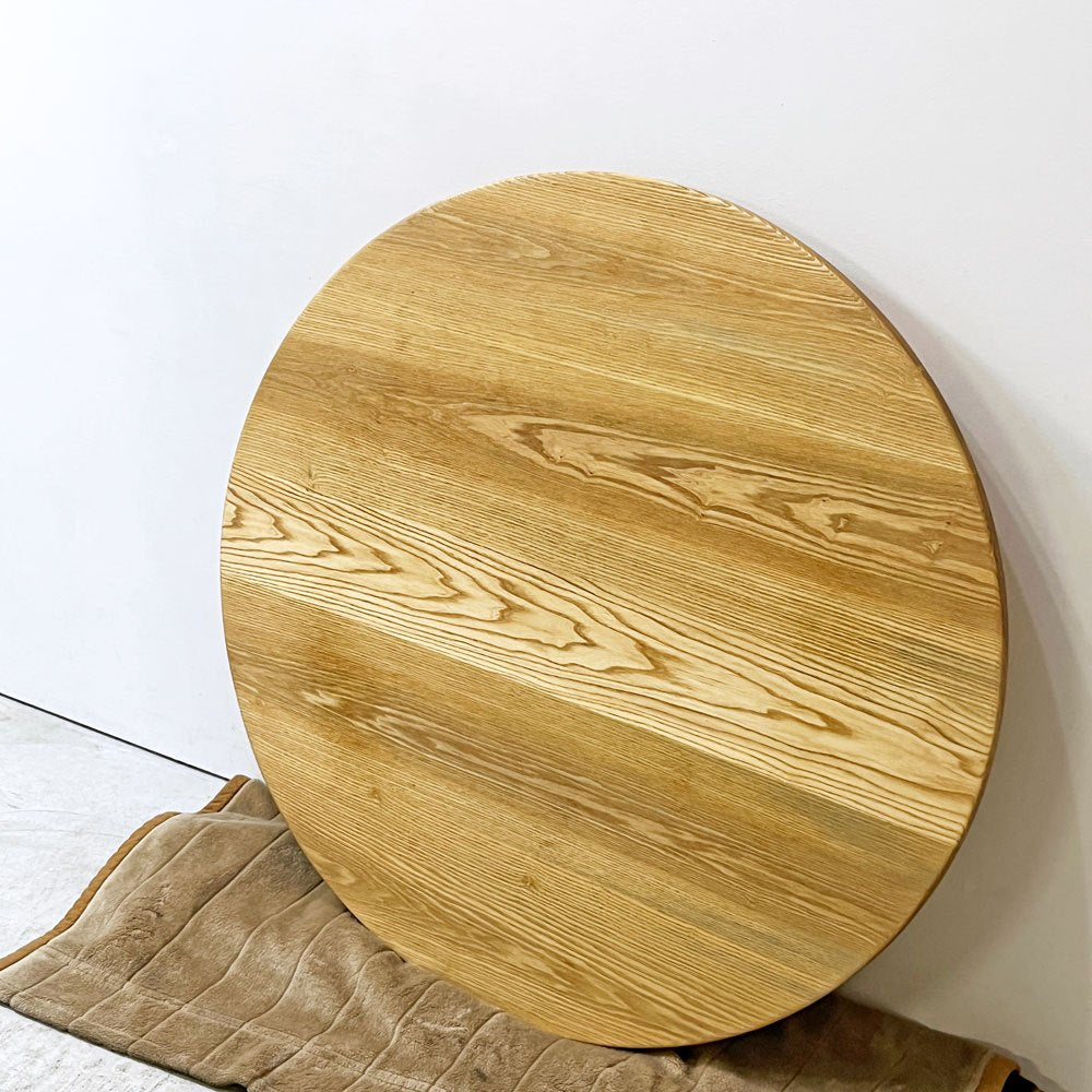 ナチュラルデザイン Natural design オーク無垢集成材 折りたたみテーブル ローテーブル ラウンド W119cm シンプルモダン ●
