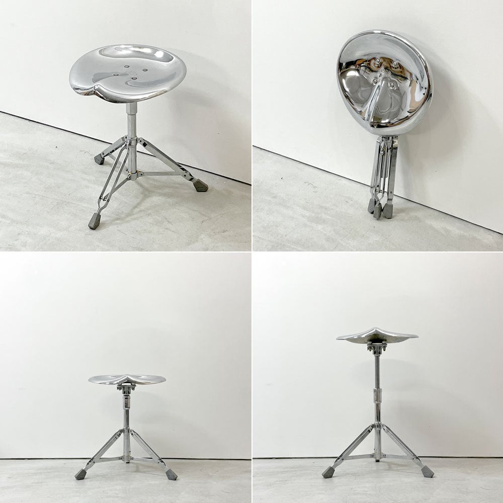ダルトン DULTON X2 ビートスツール BEAT STOOL 回転式 無段階高さ調節 スチール クローム 折り畳み 廃番 A ●