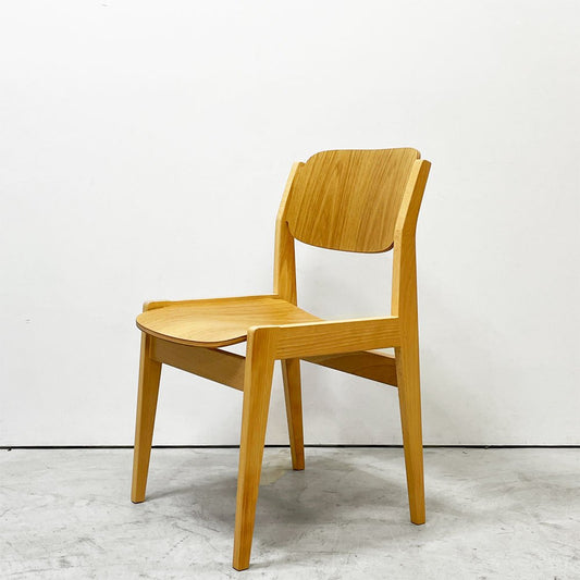 天童木工 Tendo ダイニングチェア S-0507NA-NT ブックチェア ナラ材 ビーチ材 図書館椅子 板座 水之江忠臣 定価￥52,800- 美品 A ●