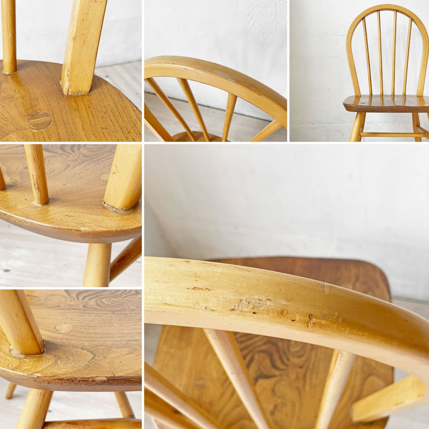 アーコール Ercol フープバックチェア ダイニングチェア スポークバック エルム材 UKビンテージ 英国家具 ★