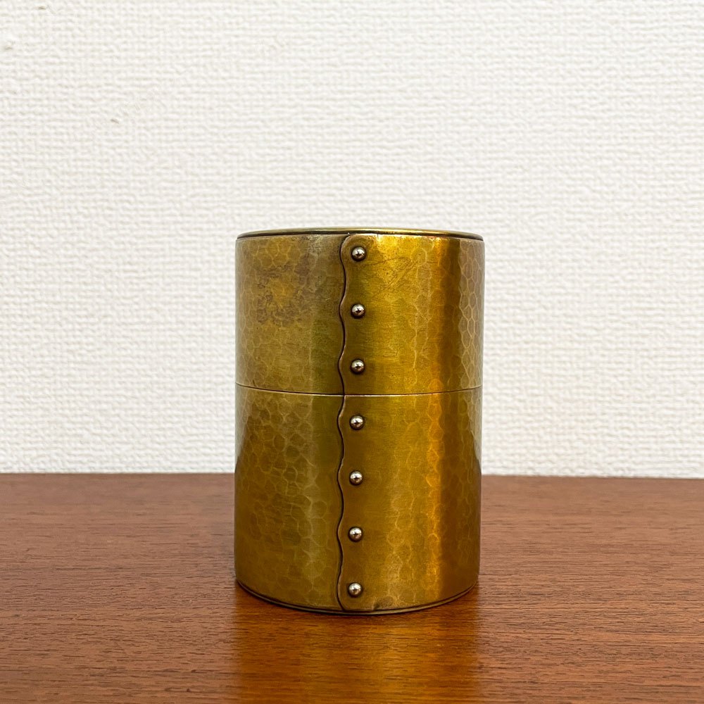 玉川堂 GYOKUSENNDO 茶筒 打出肌 金色 茶さじ付 鎚起銅器 燕三条 伝統工芸 ◎
