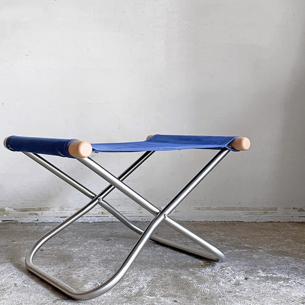 ニーチェアX  NY chair X フォールディングオットマン 折り畳み ナチュラル×ブルー  MoMA 藤栄 新居 猛 ■