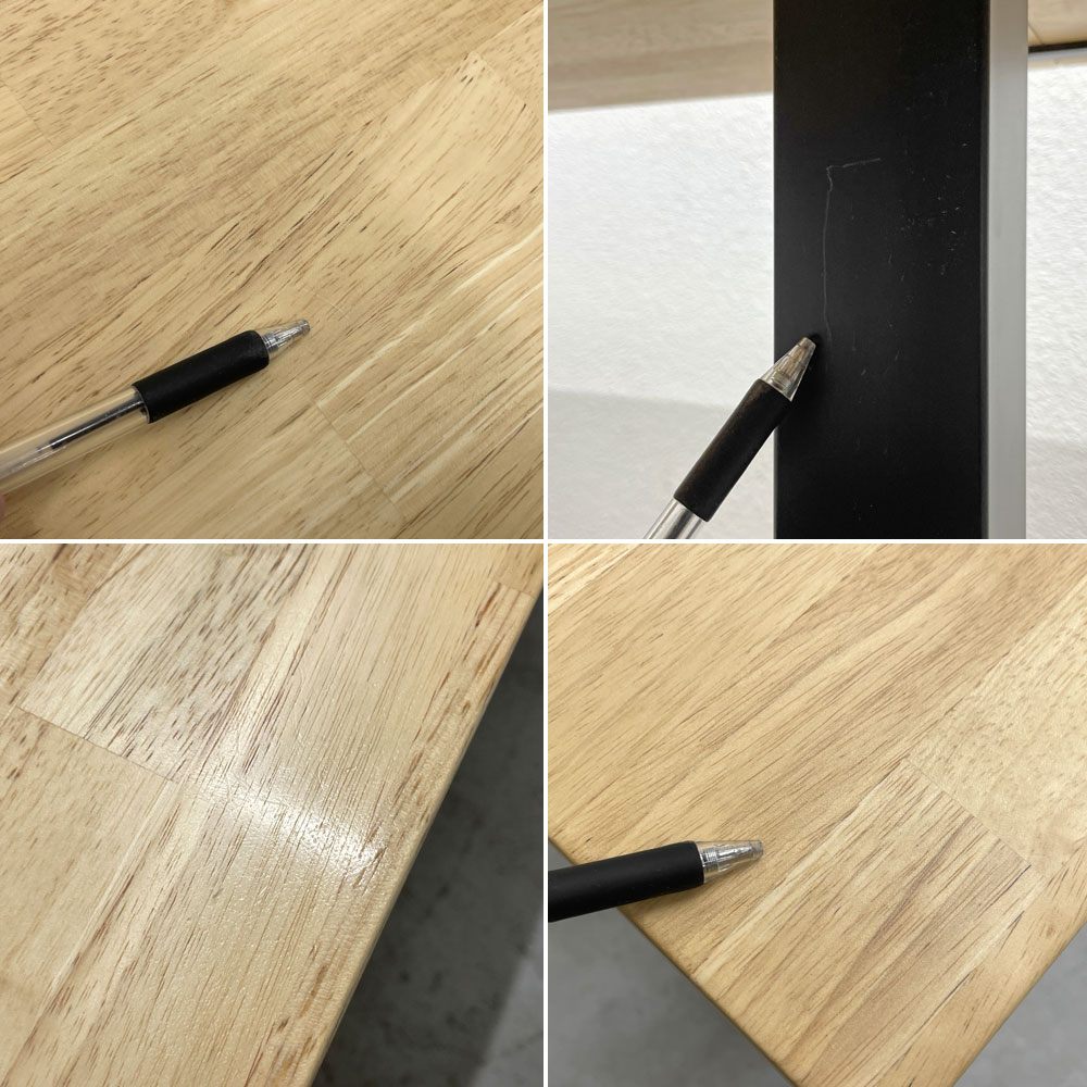 かなでもの KANADEMONO ザ・テーブル THE TABLE デスク ラバーウッド無垢材 W250xD70cm スチール スクエアバーレッグ ブラック B 〓