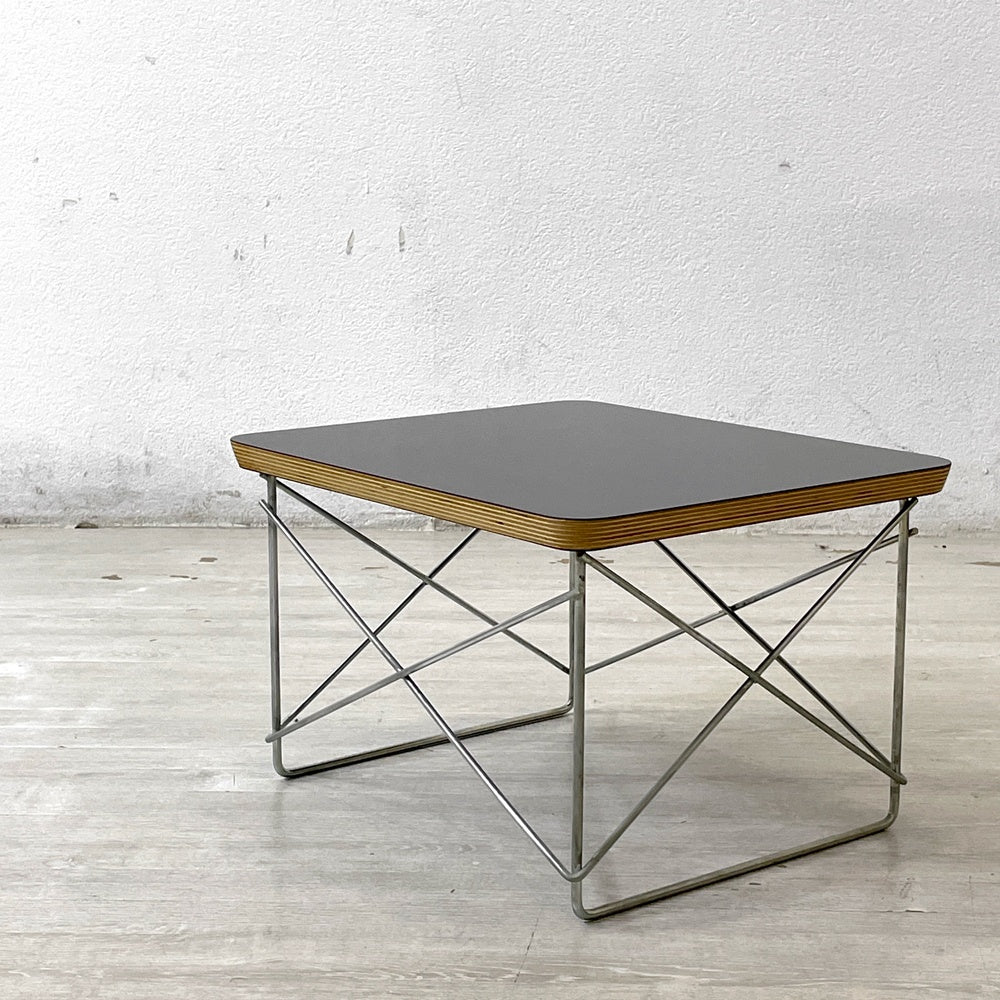 ハーマンミラー Herman Miller LTRT ワイヤーベース ローテーブル メラミントップ バーチ材 C&R イームズ ブラック お膳 W39.5cm ミッドセンチュリー ●