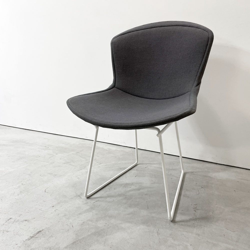 ノル Knoll 420 サイドチェア ワイヤーチェア ダイニングチェア ホワイト × グレー ファブリック フルカバー仕様 ハリー・ベルトイア ミッドセンチュリー ビンテージ B ●