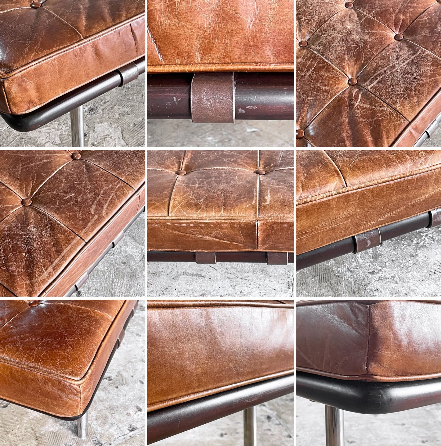 バルセロナベンチ Barcelona Bench 本革 ブラウン W200cm ミース・ファン・デル・ローエ Mies Van Der Rohe リプロダクト ■