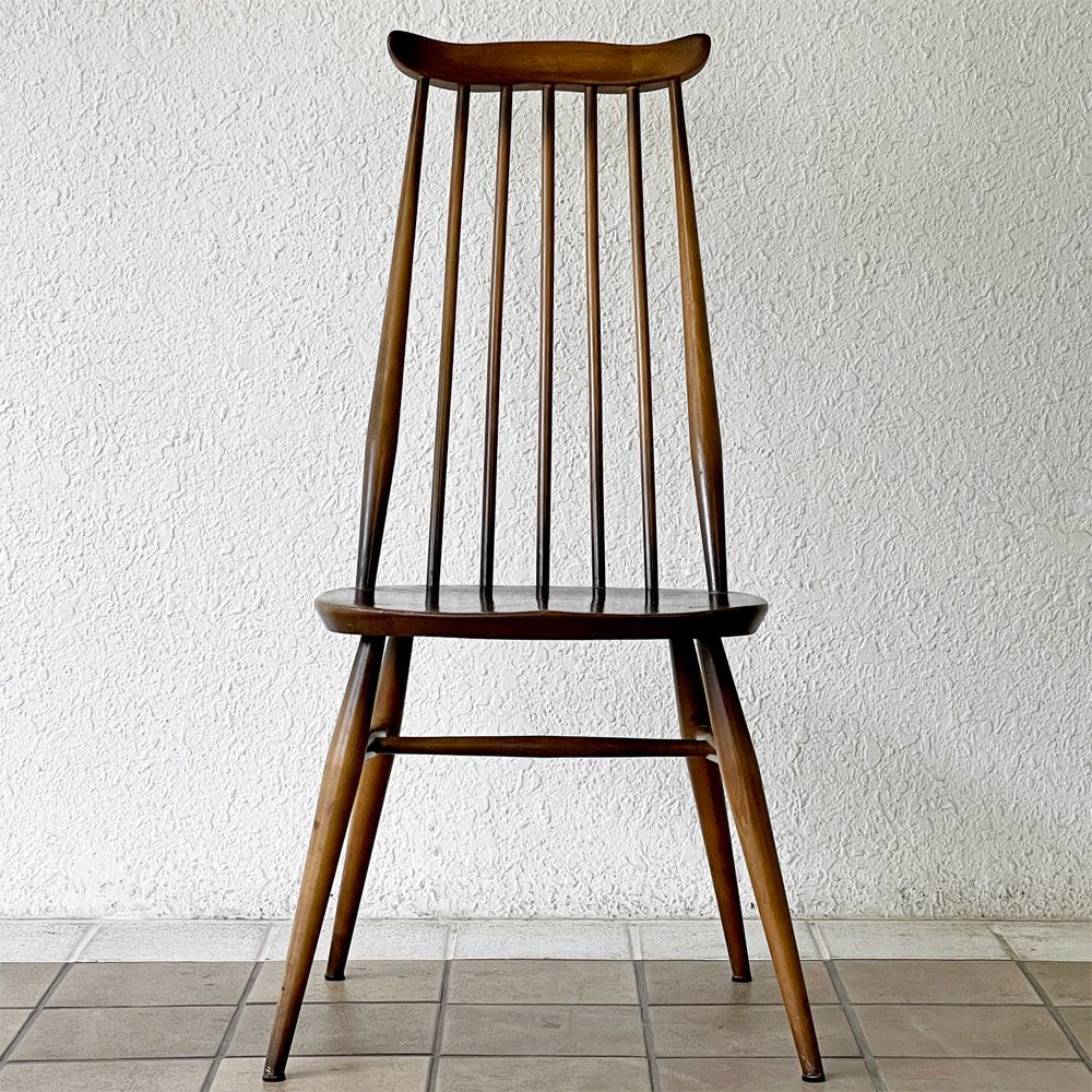 アーコール Ercol ゴールドスミス ダイニングチェア コロニアル ハイバック スティックバック エルム材 UKビンテージ 英国家具 ◇