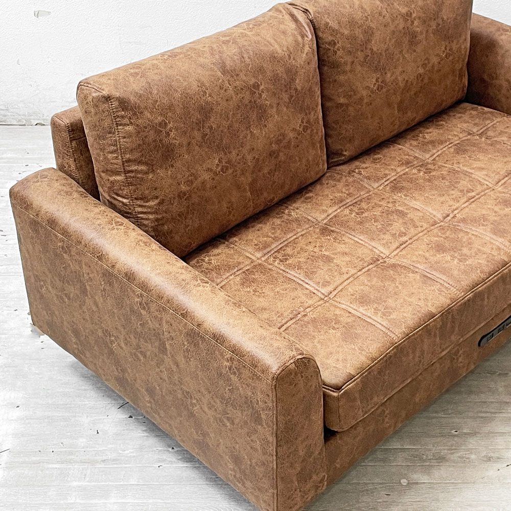 ジャーナルスタンダードファニチャー j.s.F ピーエスエフソファ PSF SOFA 2P W151cm 2人掛けソファ レザー調 USB充電 コンセント付属 箱付き ●