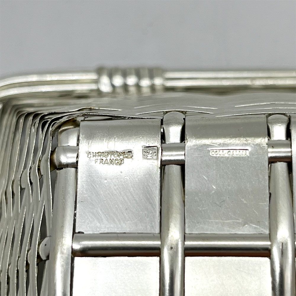 クリストフル CHRISTOFLE コレクション ガリア COLLECTION GALLIA ブレッド バスケット Bread Basket スクエア 編み込み シルバー 銀メッキ W23.5cm フランス A ●