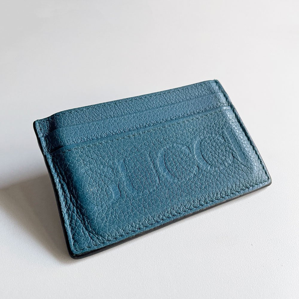 グッチ GUCCI エンボスロゴ カードホルダー カードケース ICケース レザー ブルー ♪