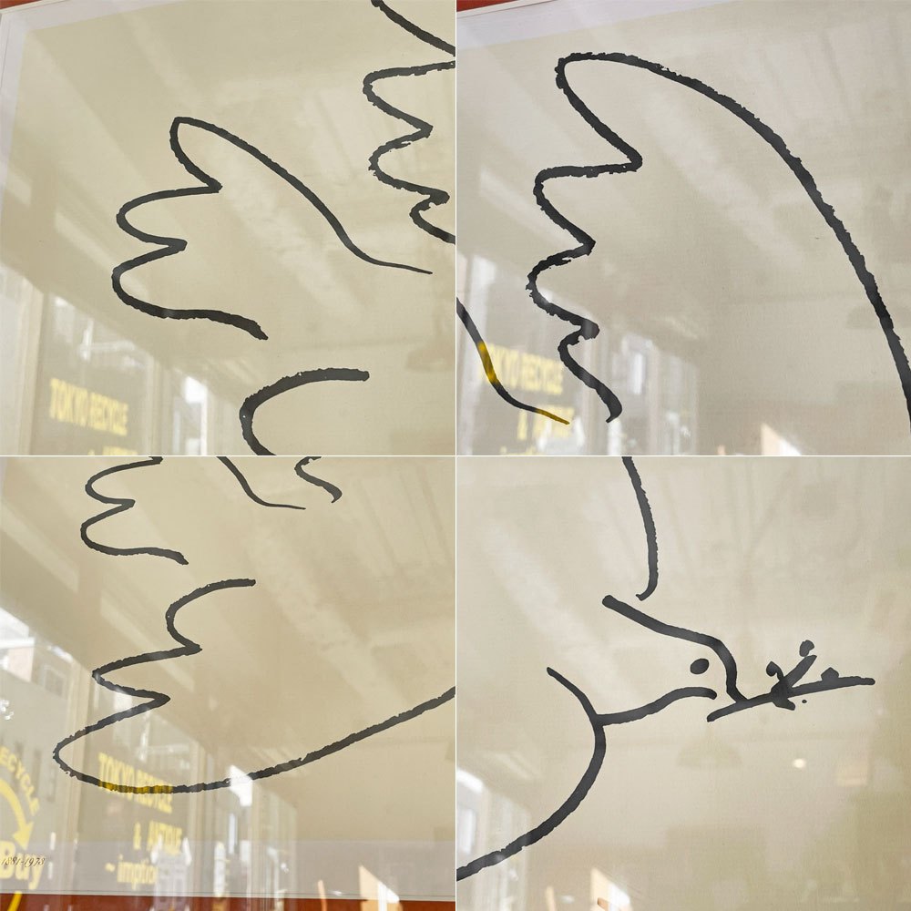 パブロ・ピカソ Pablo Picasso ドーブオブピース Dove of Peace 平和の鳩 ラインアートポスター ウォールアート 額装64ｃｍ×49ｃｍ ★