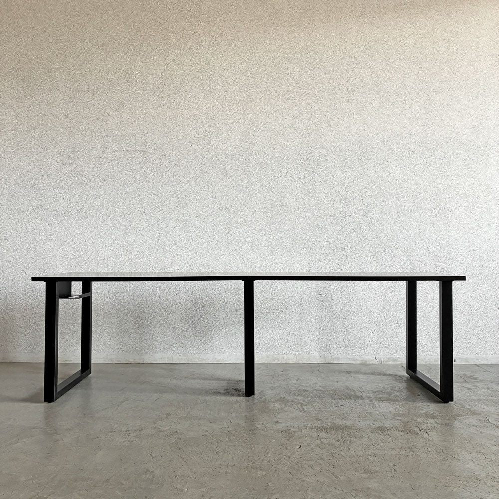 かなでもの KANADEMONO ザ・テーブル THE TABLE Black Steel デスク W240×D70cm ラバーウッド ブラックブラウン スクエアレッグ 配線孔＆ティッシュボックストレイ付 合計定価￥138,500- 〓