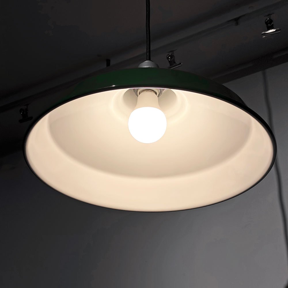 パシフィックファニチャーサービス P.F.S ホーロー ペンダントライト ENAMEL LAMP SHADE 14 ソケットコード付き グリーン ●