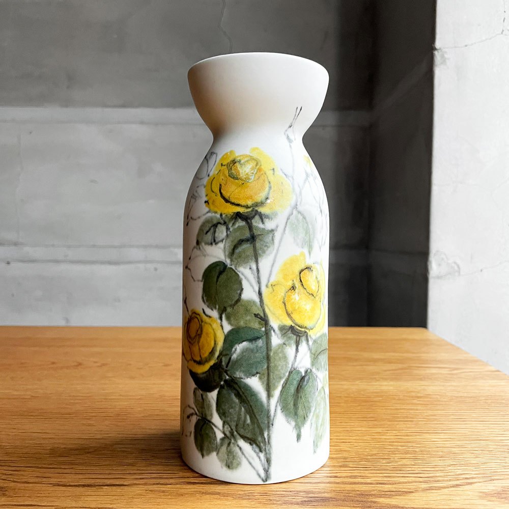 ARABIA クッカ Kukka フラワーベース イエローローズ 花瓶 Hilkka-Liisa Ahola 陶器 ビンテージ ♪