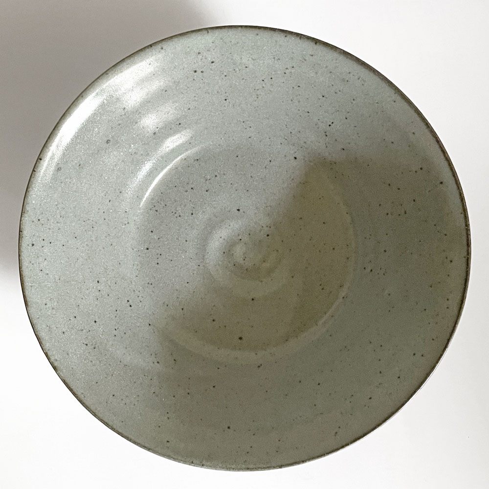 小川甚八 青灰釉 8寸鉢 深鉢 深皿  Φ23.5cm 甚八窯 笠間焼 美品 ■