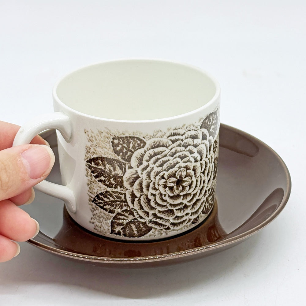 ロールストランド Rorstran ジニア Zinnia カップ＆ソーサー C&S ブラウン スウェーデン 北欧食器 ●