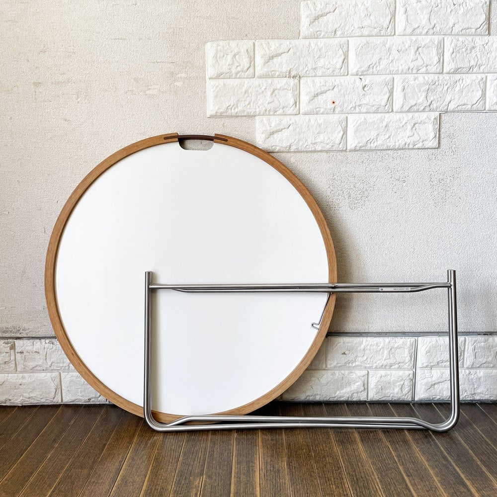 カールハンセン＆サン Carl Hansen & Son CH417 トレイテーブル ホワイト×ブラックラミネート スチールフレーム Φ65cm 折りたたみ ハンス・J・ウェグナー 廃番 ◎