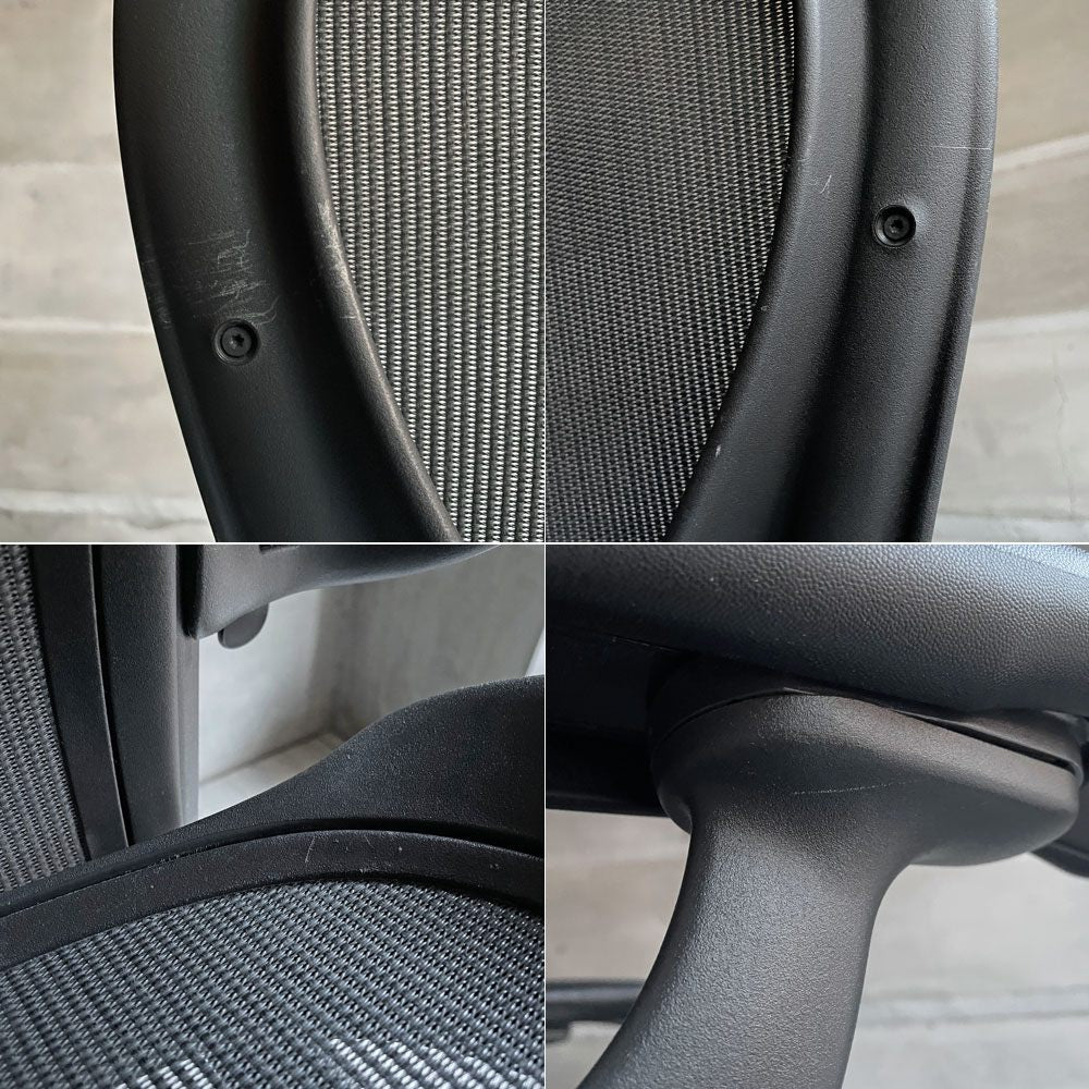 ハーマンミラー Herman Miller アーロンチェア リマスタード フル装備 Cサイズ デスクチェア オフィスチェア グラファイトベース ポスチャーフィットSL ヘッドレスト付き ♪