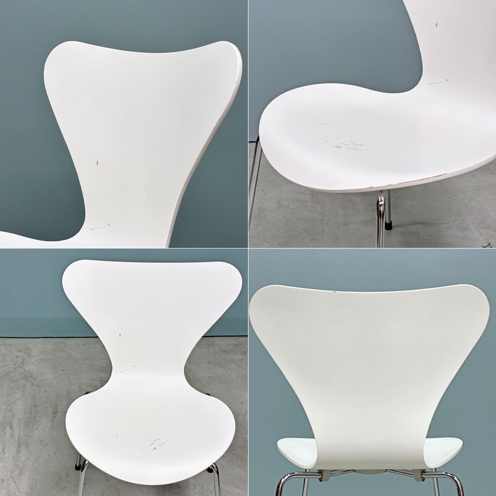 フリッツハンセン Fritz Hansen 3107 セブンチェア ホワイト ラッカー仕上げ スタッキング アルネ・ヤコブセン デンマーク 北欧家具 B ◎