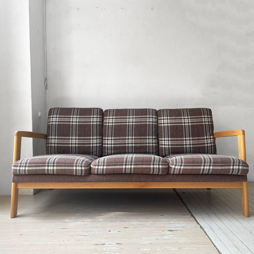 モモナチュラル MOMO Natural モス MOSS 3P ソファ 3人掛けソファ チェックファブリック フルカバーリング アルダー材 北欧スタイル 参考定価￥148,000- ★