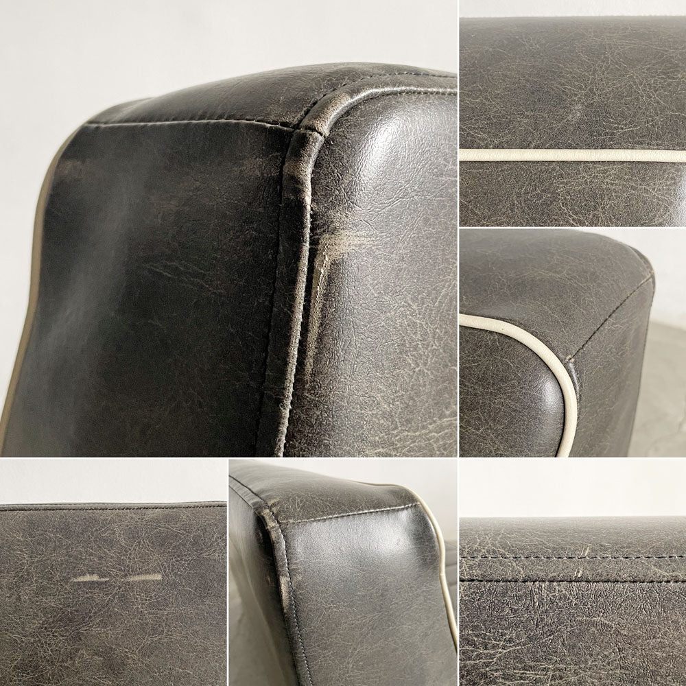 吉桂 Yoshikei ルソー RUSO LDソファ ベンチ PVCレザー ラバーウッド材 W123cm ビンテージスタイル 定価￥67,100- 〓