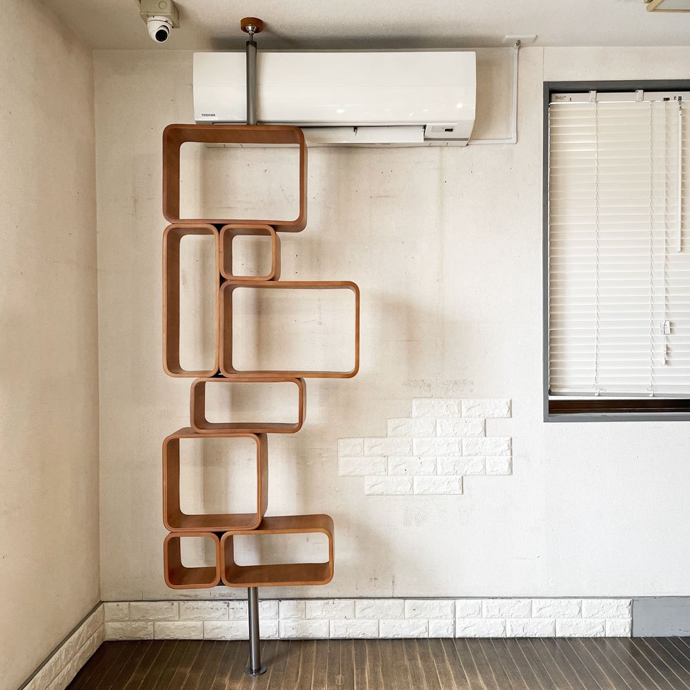 パシフィックファニチャーサービス P.F.S. リーフユニット REEF UNIT A オープンシェルフ パーテーション チーク材 H231.5-245cm ミッドセンチュリーデザイン 廃番 ◎
