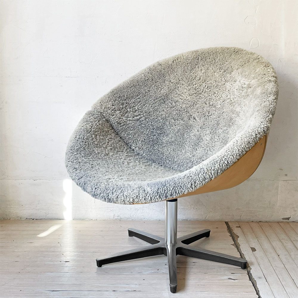 スウェデッセ SWEDESE アモリーノ Amorino ラウンジチェア シープスキン プライウッド Bror Boije スウェーデン 北欧家具 希少 ★