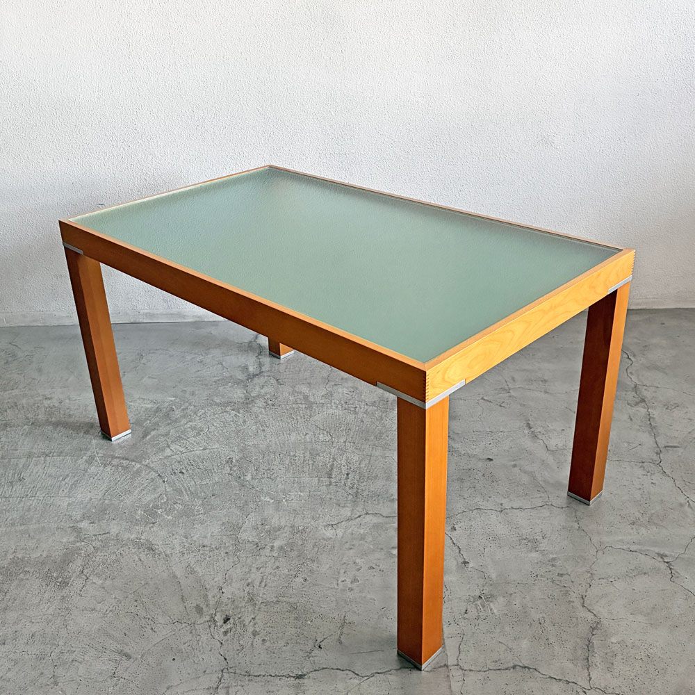 カリガリス Calligaris ダイニングテーブル フロストガラス × ビーチ材 W135cm イタリアンモダン 〓