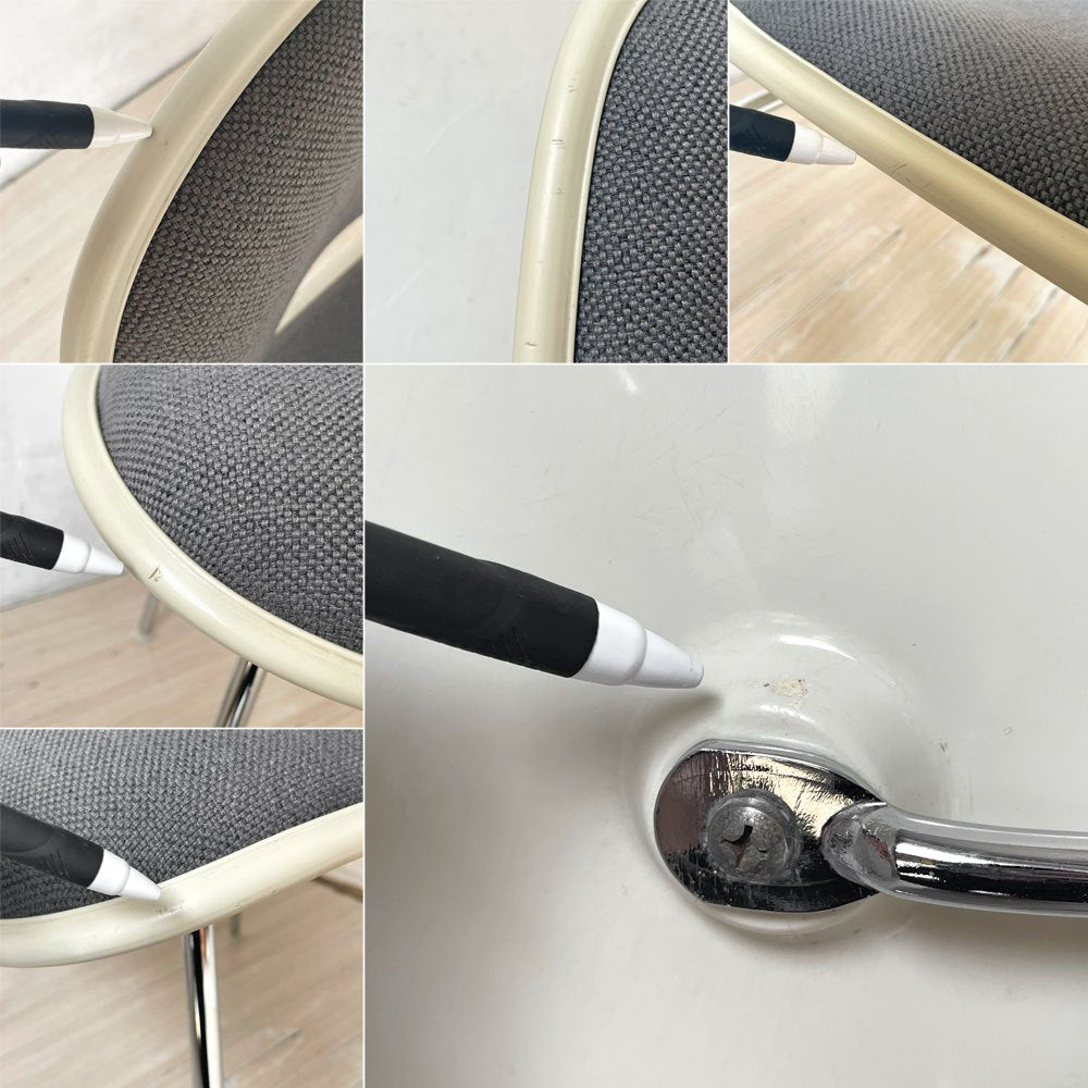 ハーマンミラー Herman Miller ツーピースプラスチックチェア Two Piece Plastic Chair DCM ホワイト グレー ファブリック張替済 ビンテージ イームズ 希少 ★