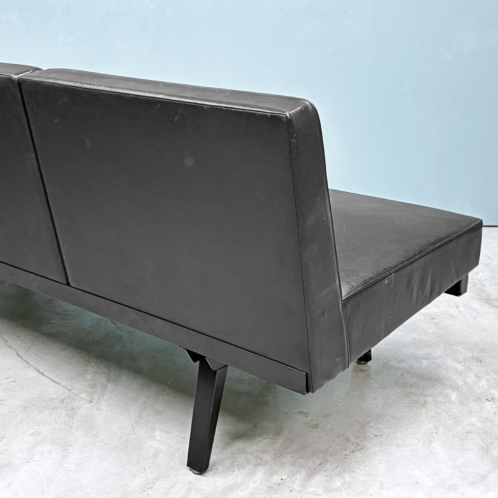 ドワーフ DWARF マイスター MEISTER MS3 3Pソファ W180cm ブラックレザー 3人掛け モダン ミッドセンチュリーデザイン ロータイプ ◎
