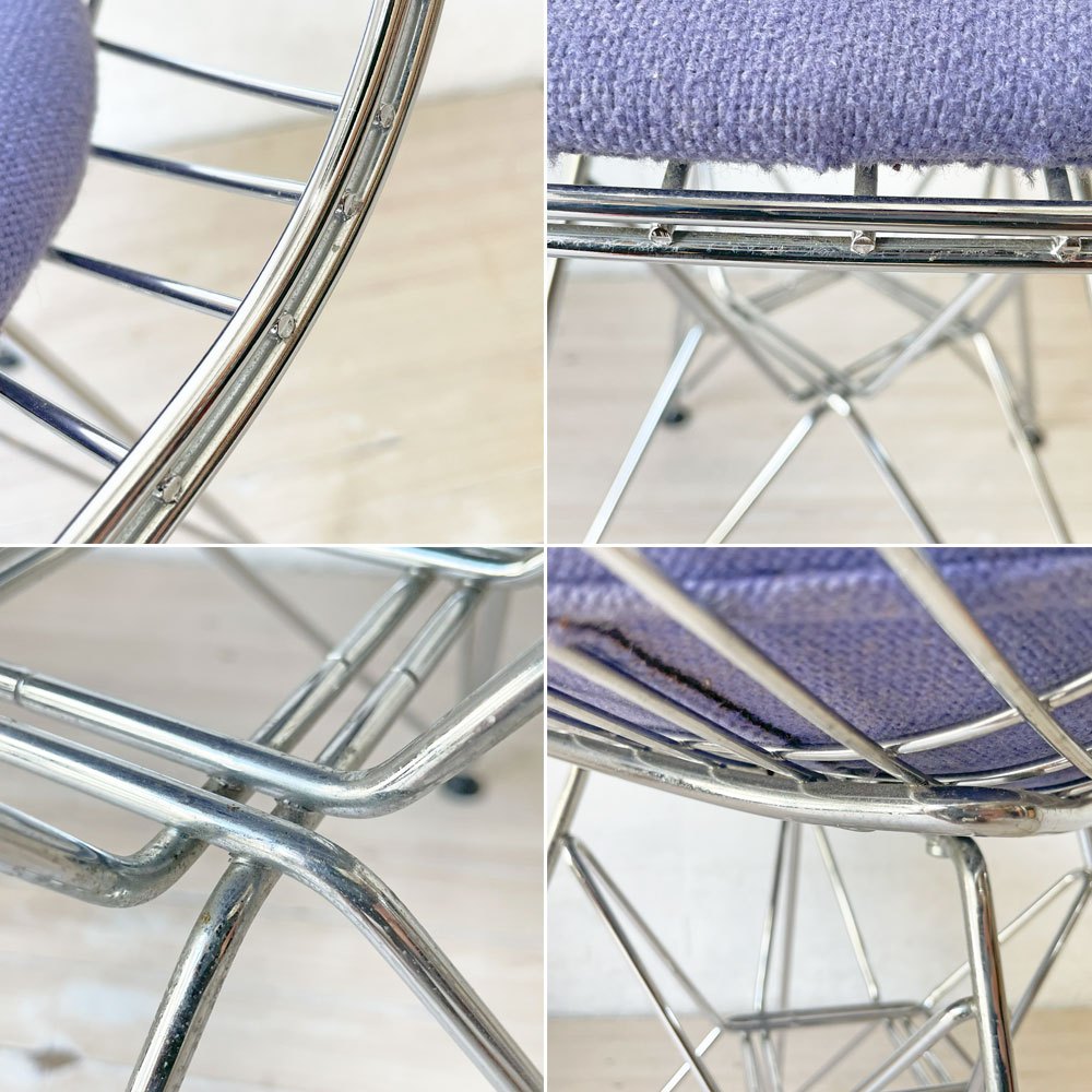 ヴィトラ vitra ワイヤーチェア Eames Wire Chair DKR5 エッフェルベース シートパッド付 ファブリック ブルー系 C&R イームズ ミッドセンチュリー ★