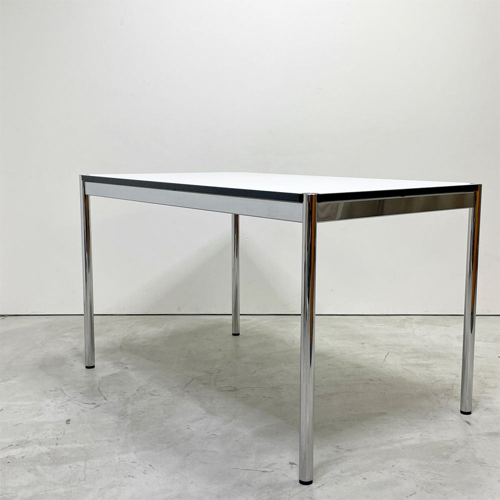 USMモジュラーファニチャー USM Haller USMハラーテーブル ワーキングデスク ダイニングテーブル W125×D75×H74cm パールグレーラミネート(ホワイト) 高さ調整機能付 ●