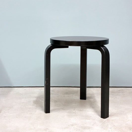 アルテック artek スツール60 オールブラック ラッカー 3本足 アルヴァ・アアルト フィンランド バーチ材 北欧家具 ◎