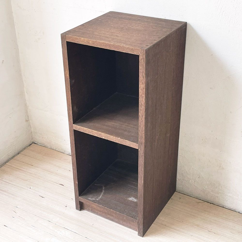 ジャパンビンテージ Japan Vintage 古い木味の小棚 2段 ブックシェルフ 飾り棚 昭和レトロ 古家具 店舗什器 A ★