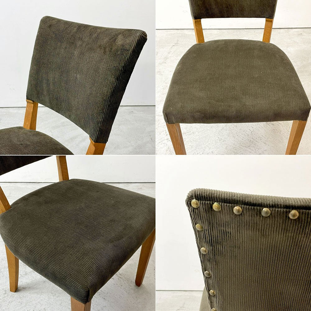 トラックファニチャー TRUCK FURNITURE エスアールチェア SR CHAIR ダイニングチェア ナラ無垢材 コーデュロイ カーキ 鋲打ち 生地張替 参考定価 約￥90,310-  ●