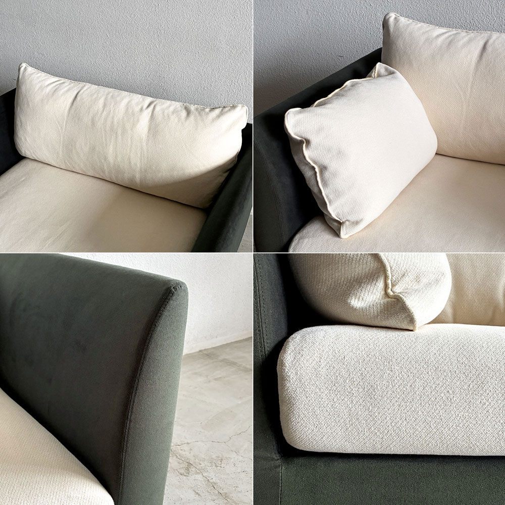 アルフレックス arflex エーソファ A SOFA 1.5人掛けソファ アームソファ W127.5cm ファブリック ダークグリーン フェザークッション付き 〓