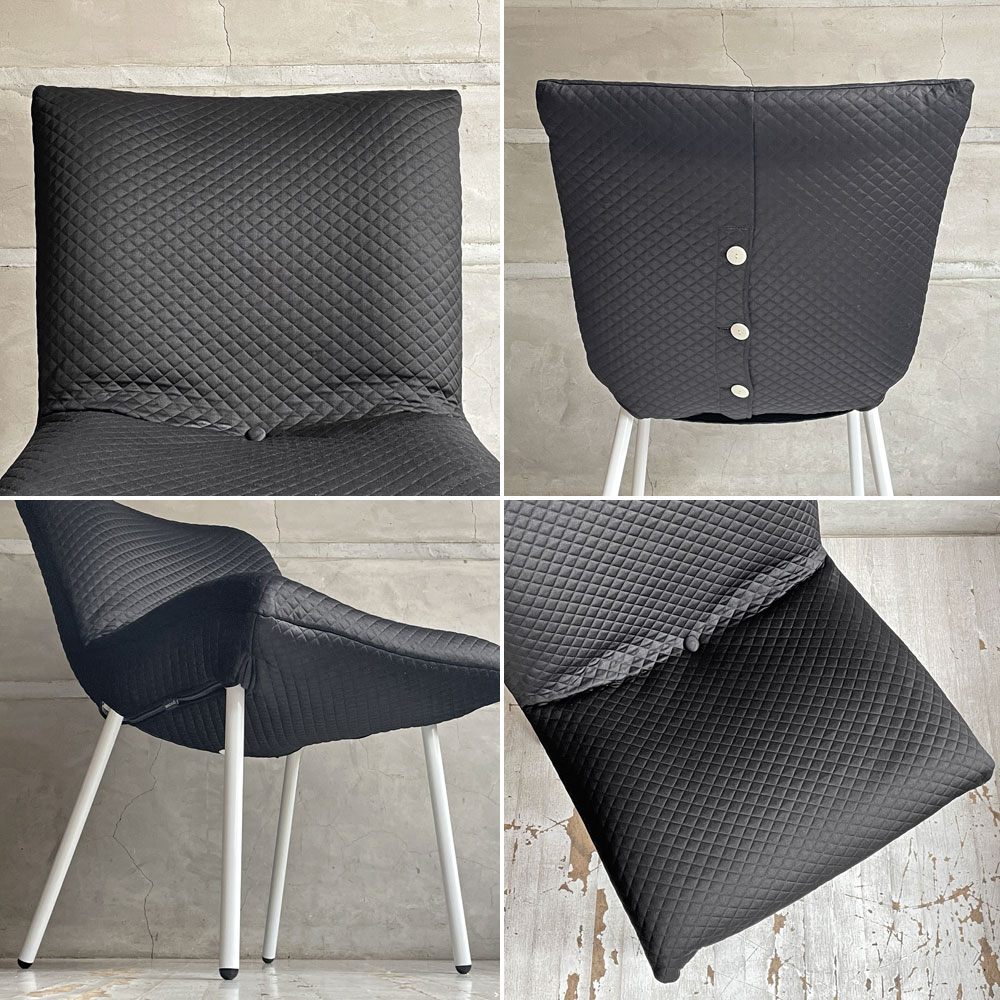 リーンロゼ ligneroset ロゼカラン ROSET Calin steel leg ダイニングチェア  ブラック×ホワイト キルティング スチールレッグ パスカル ムールグ フランス C ♪